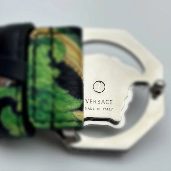 VERSACE Beverly Palm Medusa Leather Belt In Black
